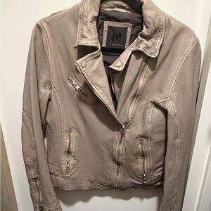 Women's Beige Leather Jacket